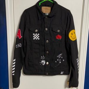 Black graphic jean jacket